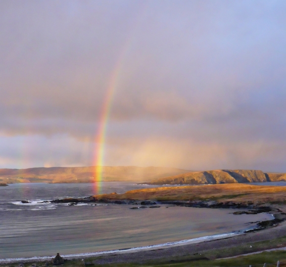 Rainbow over Bluemull Sound from Brough by Alastair Christie-Johnson